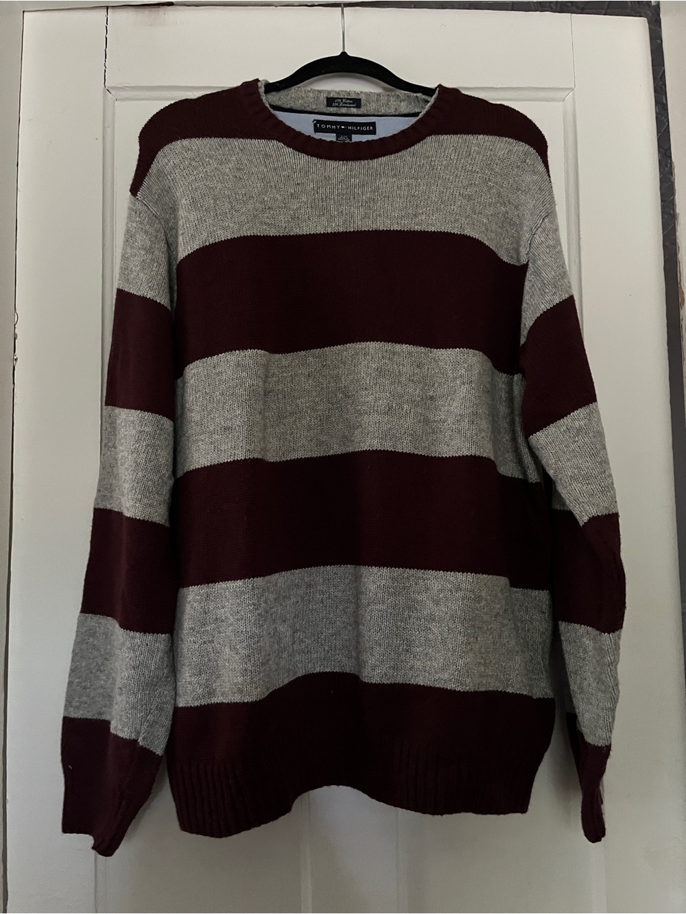 Tommy Hilfiger striped sweater cotton lambwool mix men’s size Large